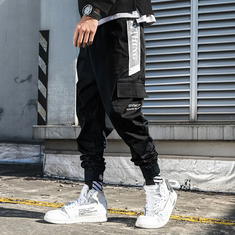 Хип-хоп бегунов Штаны Для мужчин Повседневное Multi-pocke Track Pant Для мужчин с уличной пот Штаны брюки Harajuku Костюмы WG301