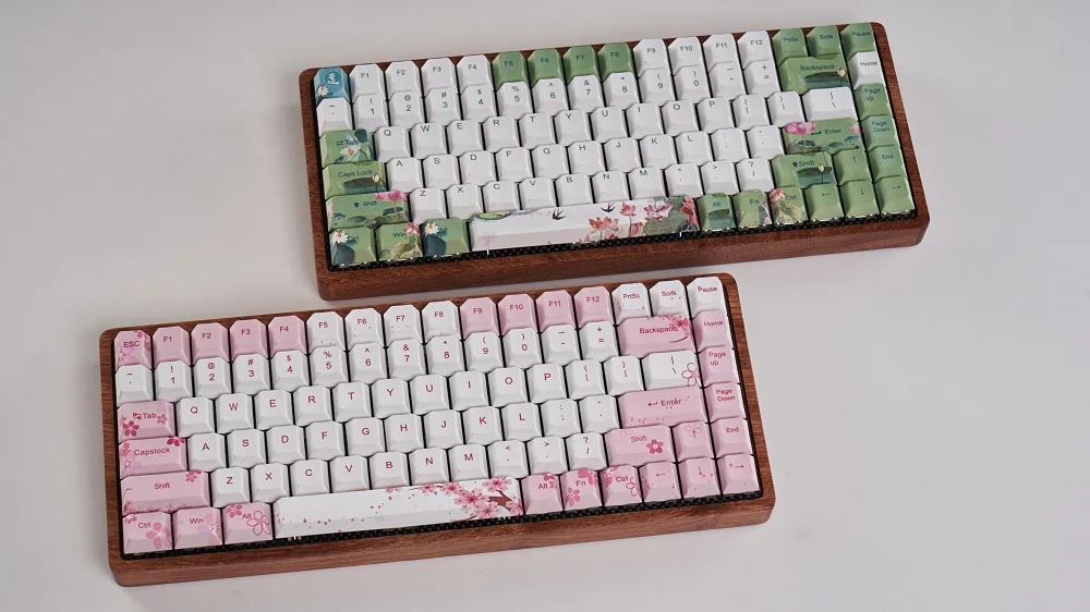 Gk84 механическая клавиатура 75% dye sub keycap Деревянный Пользовательский светильник rgb чернила paintingsakura lotus bluetooth 4,0 USB двойной режим