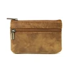 Bolso de cuero vacuno Retro para hombre y mujer, cartera con cremallera, nuevo liso, Unisex, de moda, 11,5x7,5 cm ► Foto 2/6