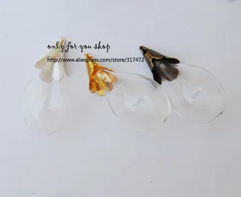 

50set/lot Tear Drop Glass Cover Vial Bottle DIY Jewelry Glass Bubble Pendant