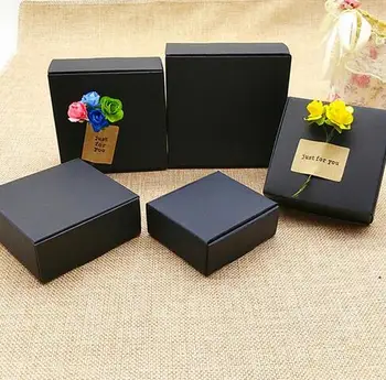 

50pcs Black Carton Kraft Paper candy Box,small black cardboard paper packaging box,Craft Gift Handmade Soap Packaging box