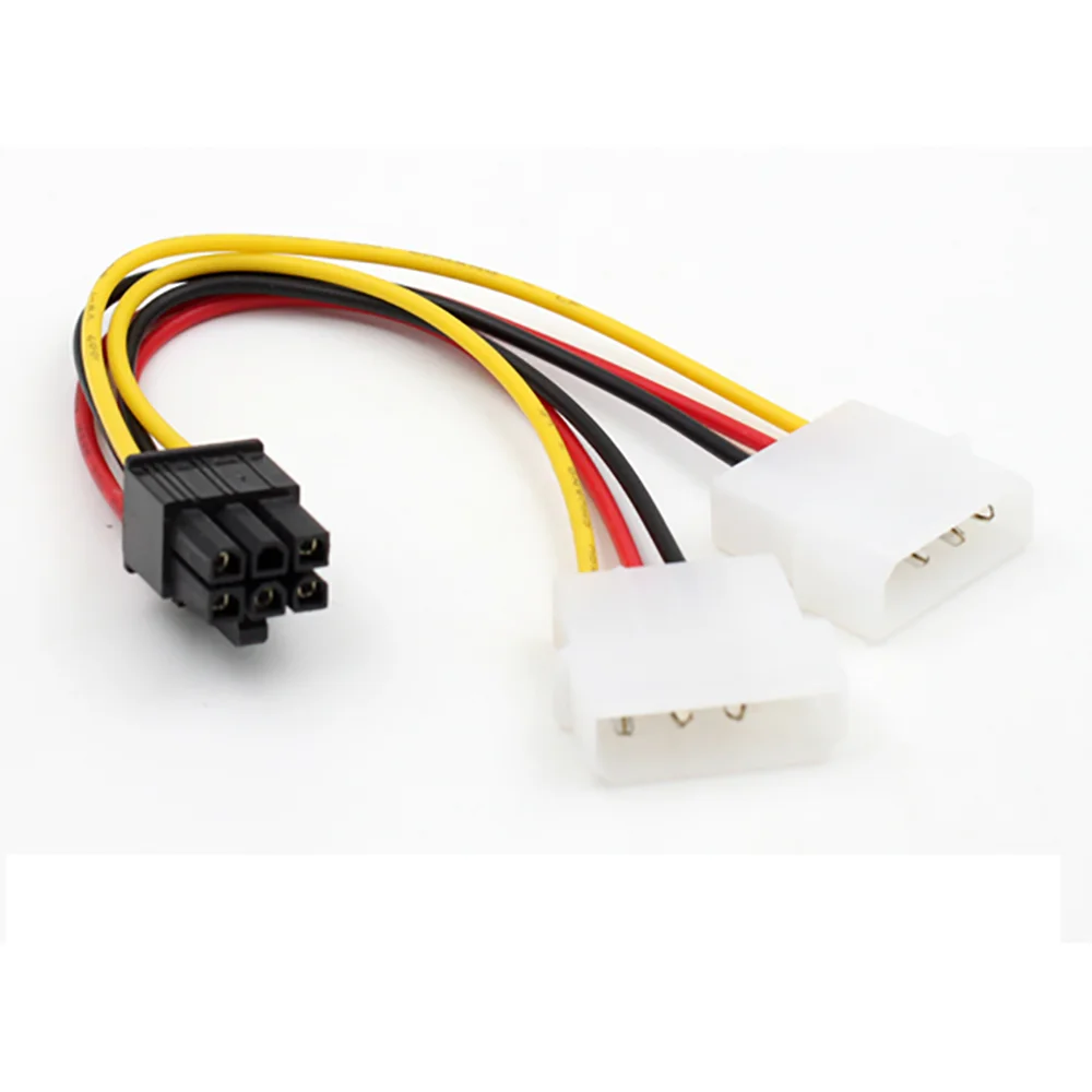 Кабель-адаптер для видеокарты Mosunx ATX IDE Molex Power Dual 4-6-Pin PCI Express PCIe 18 см Прямая