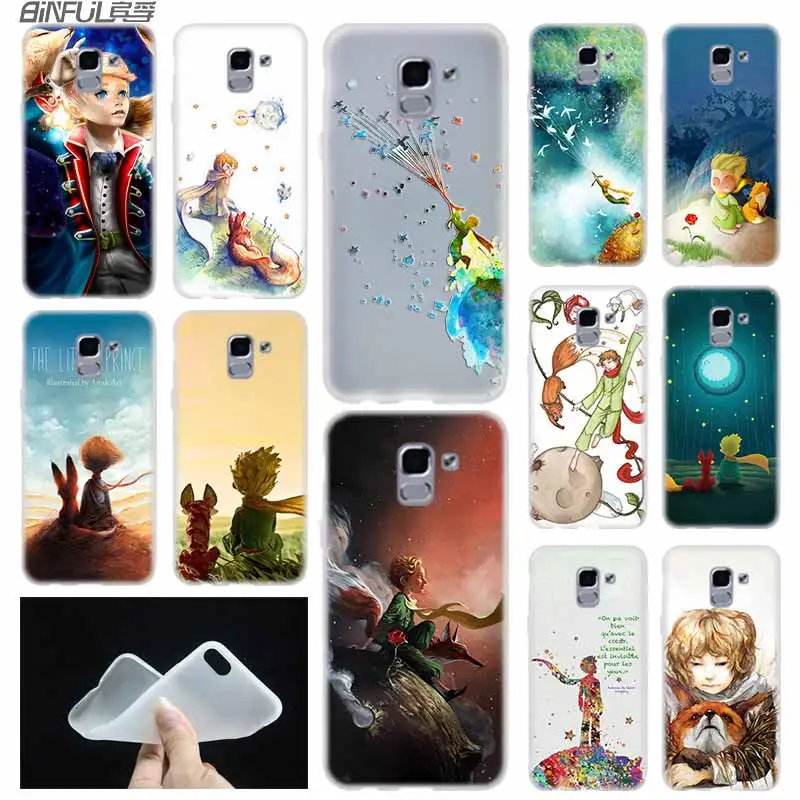 

The little prince Rose fox case Cover TPU Coque For Samsung Galaxy J6 J8 J3 J5 J7 J4 J2 J1 Plus 2018 2016 2017 EU Prime Ace