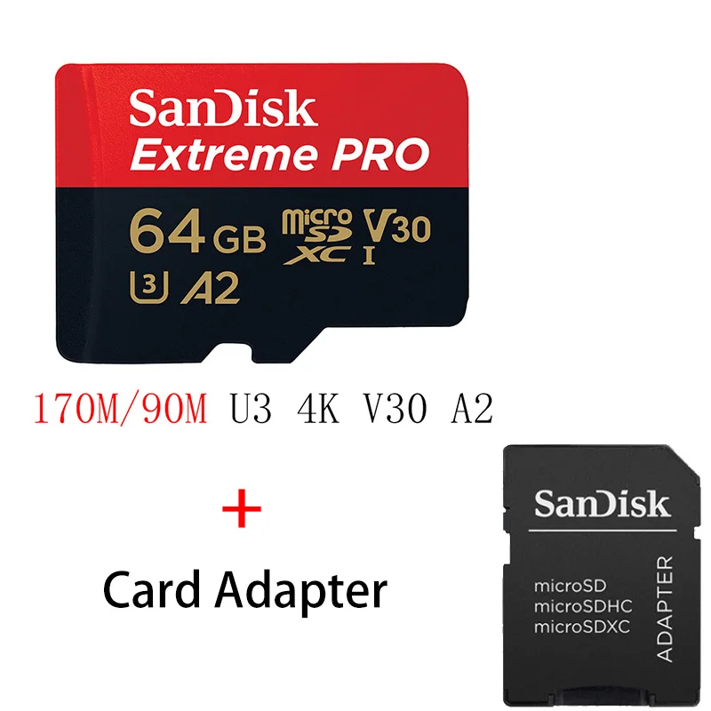 SanDisk Экстремальный Pro Micro SD карта 128 ГБ 32 ГБ 64 Гб 256 Гб 400 Гб U3 4 K карта памяти 32 64 128 ГБ Флэш-карта SD/TF MicroSD для телефона - Емкость: SQXCY-064G