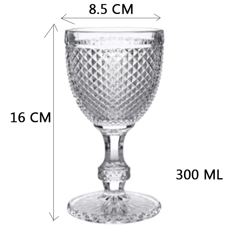 300ml Transparent Свадебные бокалы для шампанского, вечерние бокалы для сока, креативные европейские бокалы с рельефным бриллиантом, не содержит свинец, утолщенные стеклянные дизайны с гравировкой - Цвет: 300ml Transparent