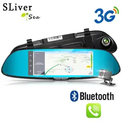 SLIVERYSEA 7 "Car Камера DVR gps Bluetooth Двойной объектив Зеркало заднего вида видео Регистраторы Full HD 1080 P Автомобильный видеорегистратор зеркало Даш cam