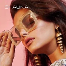 SHAUNA Квадратные Солнцезащитные очки с кристаллами, женские брендовые дизайнерские модные градиентные очки