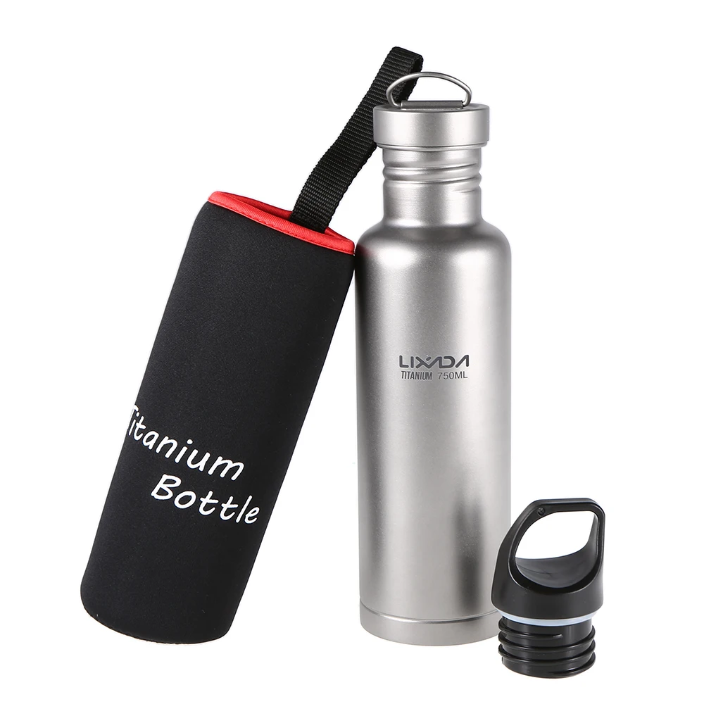

Lixada 500ml/750ml Outdoor Titanium Water Bottle Tableware Camping Hiking Cycling Bottle Sports Bottle with Extra Plastic Lid