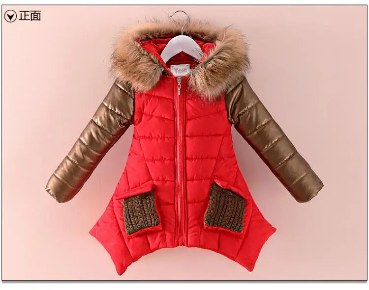 Зимнее пальто для девочек От 4 до 13 лет Детская пуховая верхняя одежда детская верхняя одежда золотистого цвета с капюшоном и меховым воротником плотные теплые парки