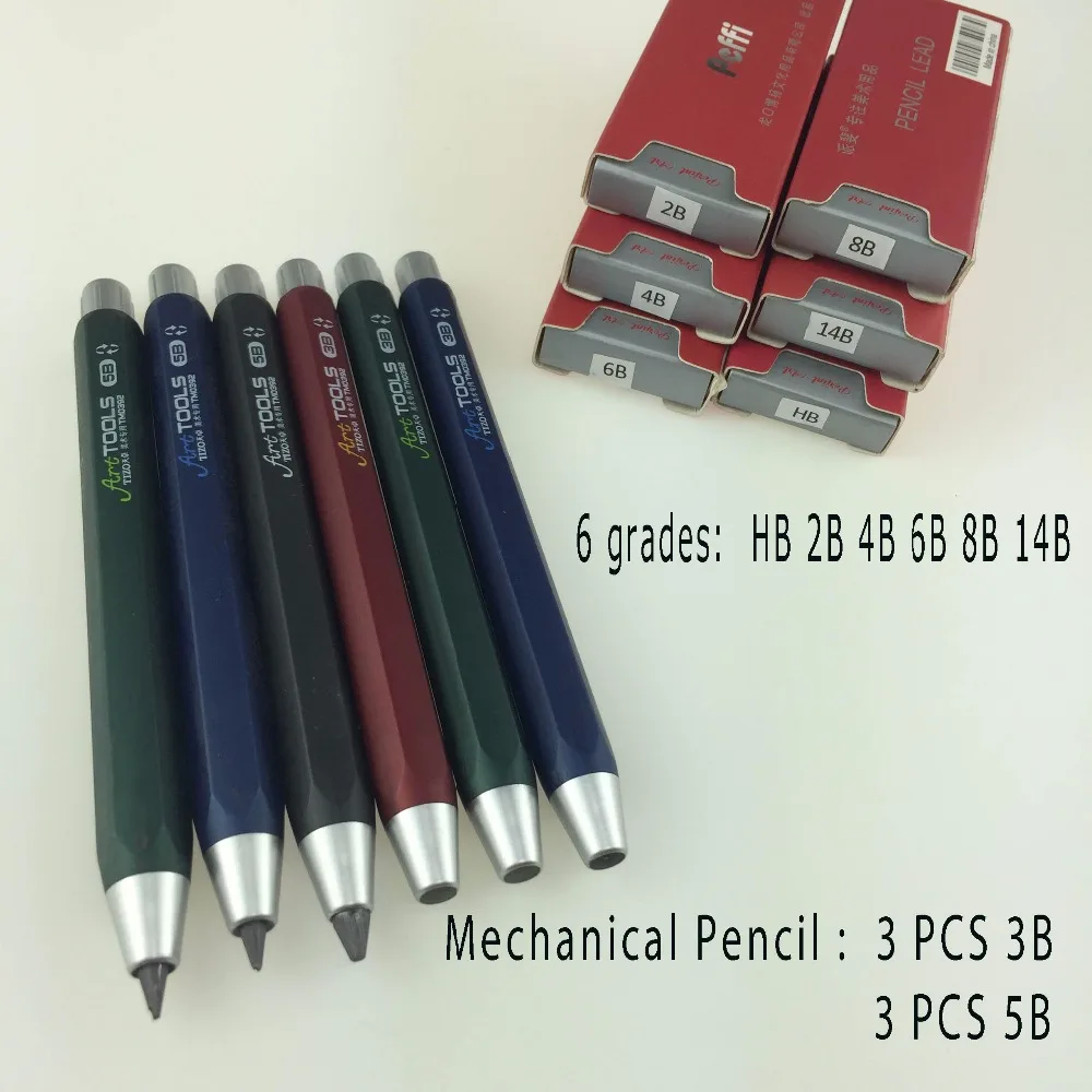 5.6 mm Charcoal / Graphite Pencil Lead soft, medium, hard HB 2B 4B 6B