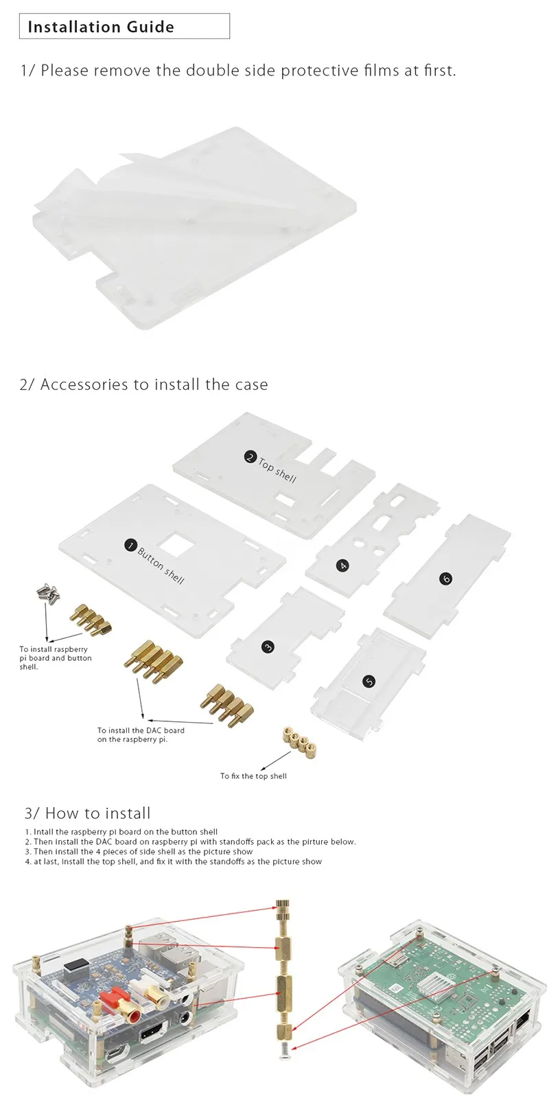 Aoide акриловый чехол для Aoide DAC ii | Raspberry Pi 3B 2B 3B+ |