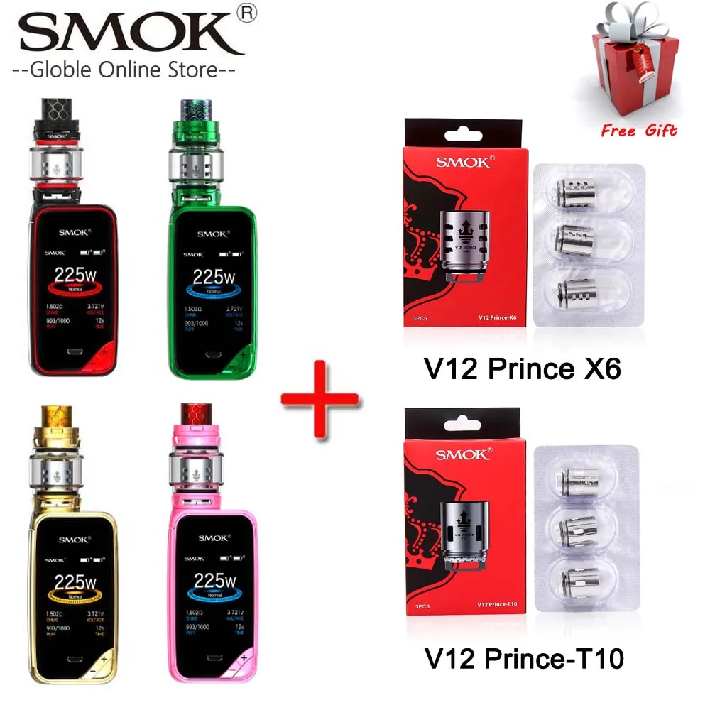 

Authentic Smok X-Priv Kit 225W X Priv Box Mod Vape 8ml TFV12 Prince Tank Vaporizer with V12 Prince Q4 T10 Electronic Cigarette