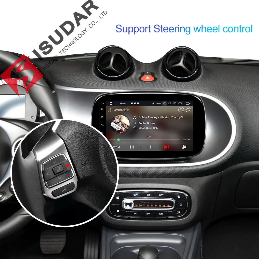  Isudar 1 Din Auto Radio Android 9 For Mercedes/Benz/SMART 2016 CANBUS Car Multimedia Player Octa Co - 32871166439