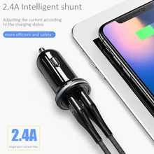 USAMS Dual Usb мини автомобильное зарядное устройство для мобильного телефона 2.4A Смарт USB быстрое автомобильное зарядное устройство адаптер в автомобиле для iPhone samsung huawei