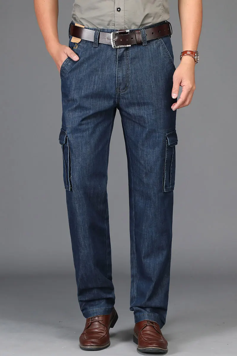 Summer JEEP Brand Cotton Cargo Jeans Elastic Men's Casual Full Length Retro Jeans Multi Pockets Cotton Pants Fashion Trousers 44 (67)