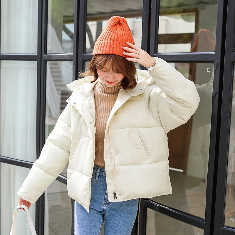 Hot Sale Winter Cotton Jacket Female Thicken Snow Lichens New Harajuku Short Sweet Down Cotton Coat Women Warm Loose Parkas - Цвет: 1609cream