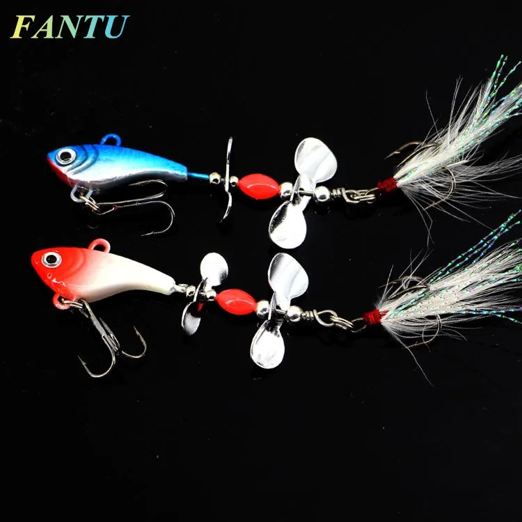 FANTU Night Lights Fishing Spoon Lures 13g Rotate Spoon VIB Lead Fish