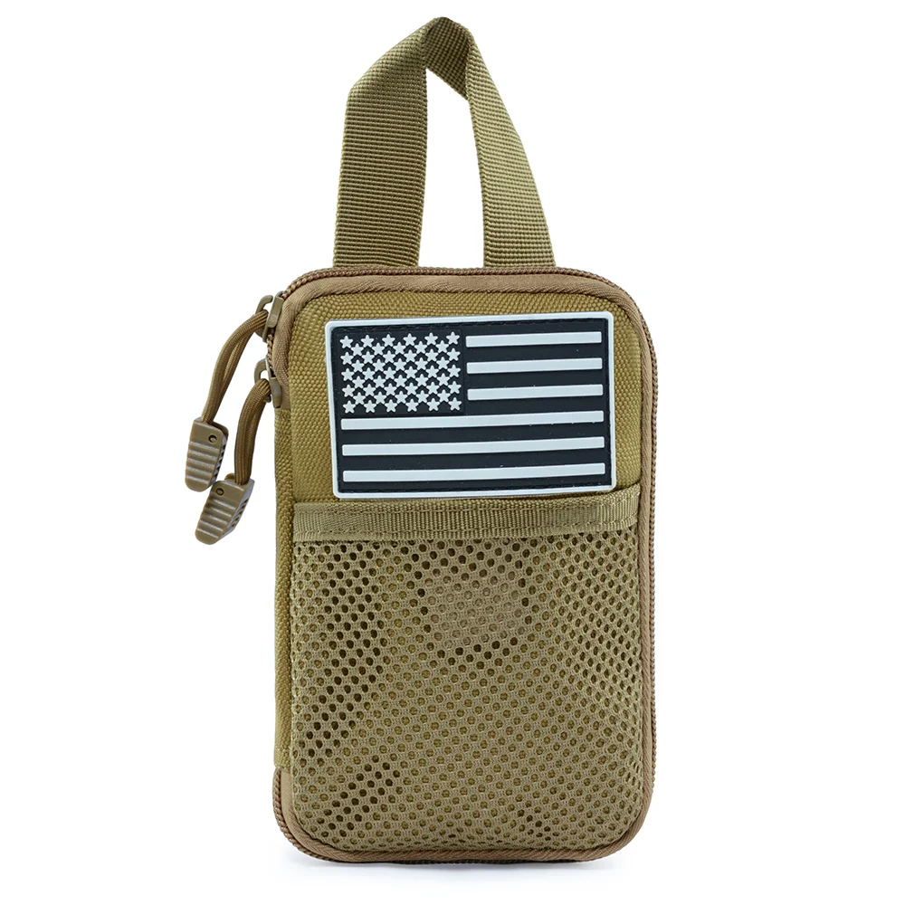 Outdoor Tactical Pockets Men Bag Canvas City Hiking Small Pockets Phone Portable Male Multi-Function Military Camouflage New D35 - Цвет: Khaki