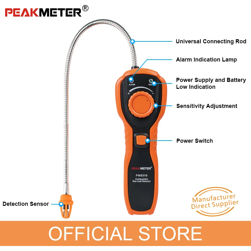 Портативный PEAKMETER PM6310 высокоточный детектор утечки горючих газов анализатор