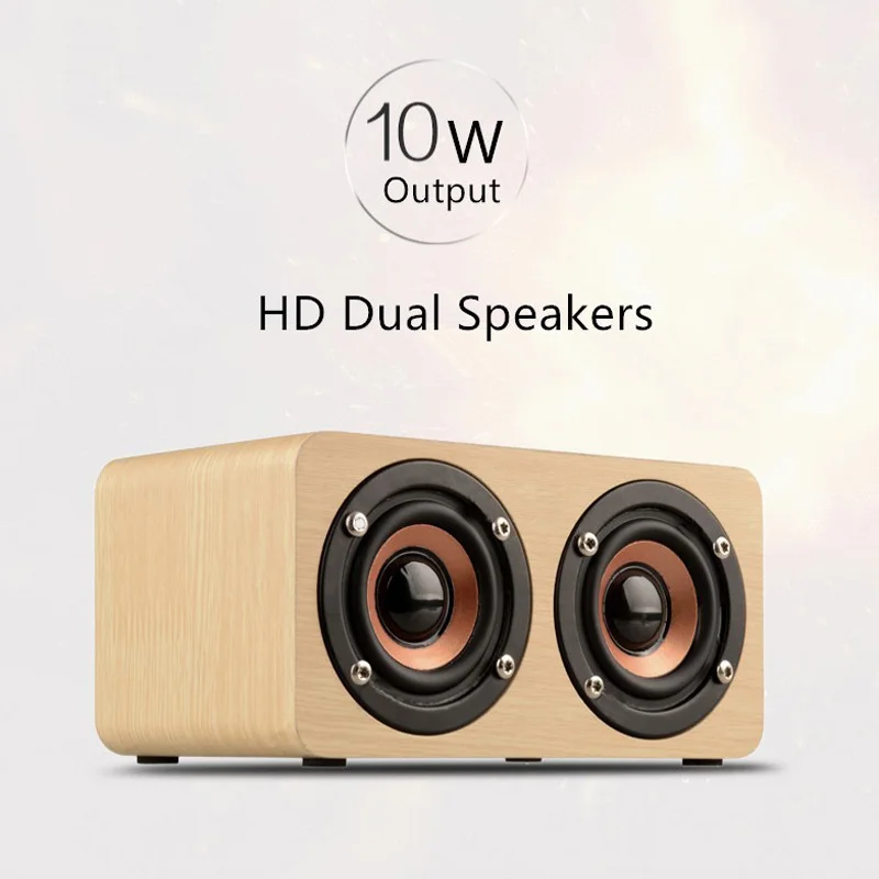Деревянный беспроводной Bluetooth динамик Портативный HiFi Shock Bass Altavoz TF caixa de som