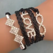 1 шт. бесконечно ручная работа браслет. металл очарование, воск шнур, кожаный браслет, модный драгоценный браслет 3658