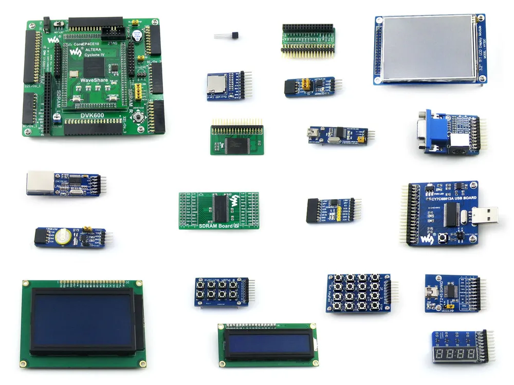 Waveshare EP4CE10 EP4CE10F17C8N ALTERA Cyclone IV FPGA макетная плата + 19 комплектов модулей аксессуаров =