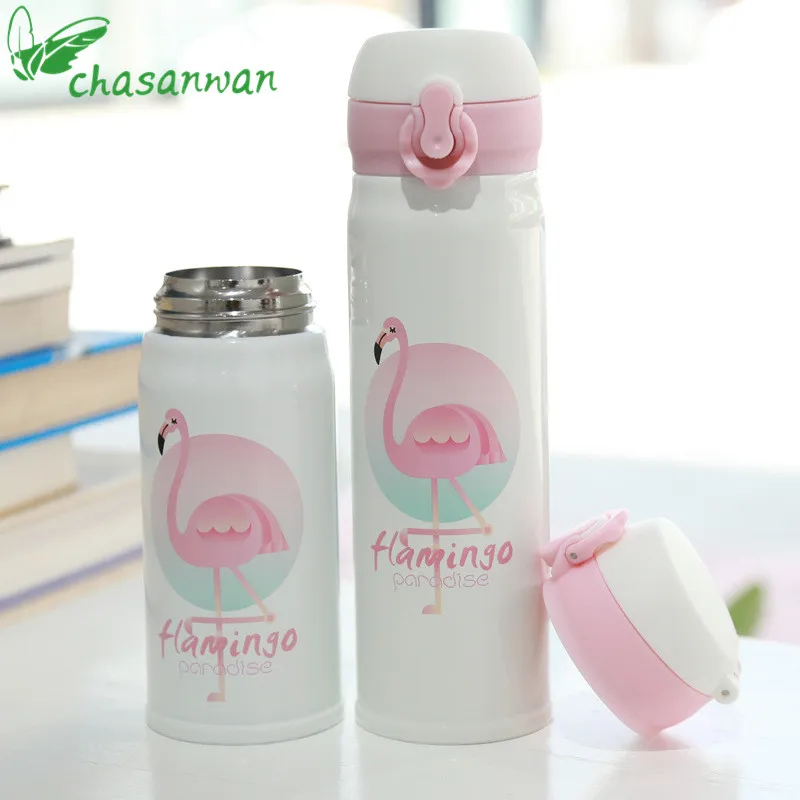 

CHASAWNA Hot Mug Thermo Mug Thermos Bottle 300ML OR 500ml Flamingo Stainless Steel Mug Garrafa Termica Bottle for Water.q