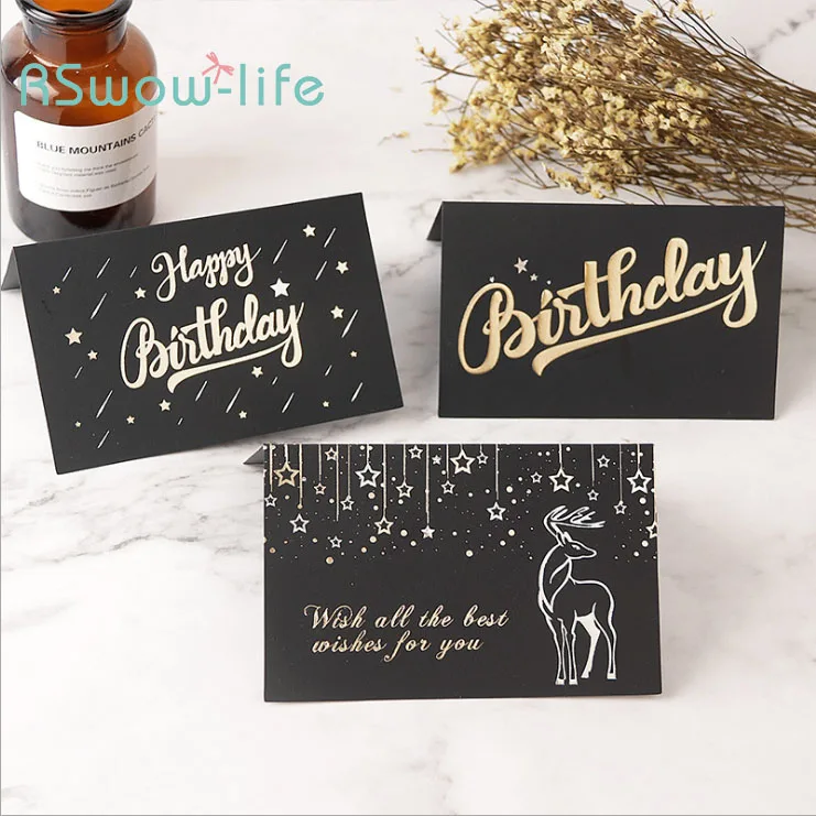 

3Pcs Black Wedding Invitation Birthday Card Business Invitation Card Thank You Cards With Envelopes For Festive Party Invitation