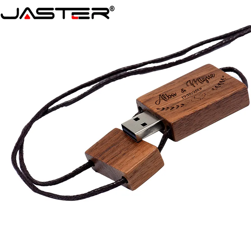 JASTER Promotion creative wooden Big square with rope usb flash drive 4GB/16GB/32GB/64GB pendrive USB 2.0 2