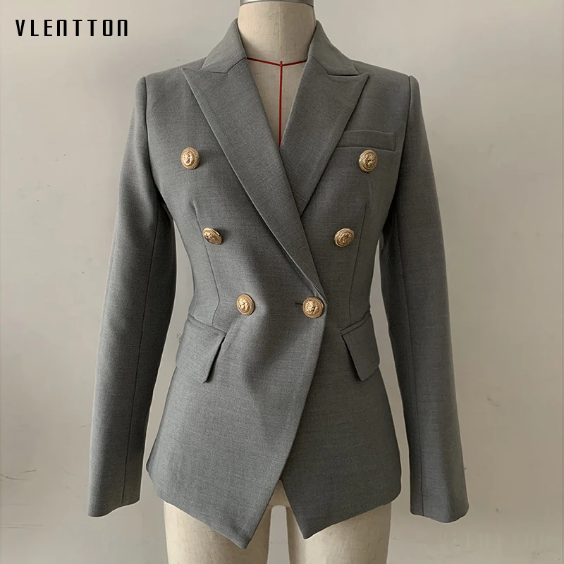 High Quality 2019 New Blazer Women Double Breasted Slim  Office Suit coat Spring autumn Long Sleeve Jacket Blazer Female S-2XL 
