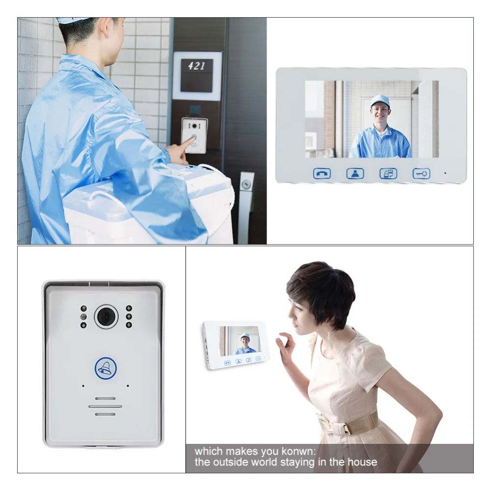 Saful 7''color TFT LCD wired video door phone door intercom Night Vision Waterproof Camera Monitor Doorbell Intercom Smart home (5)