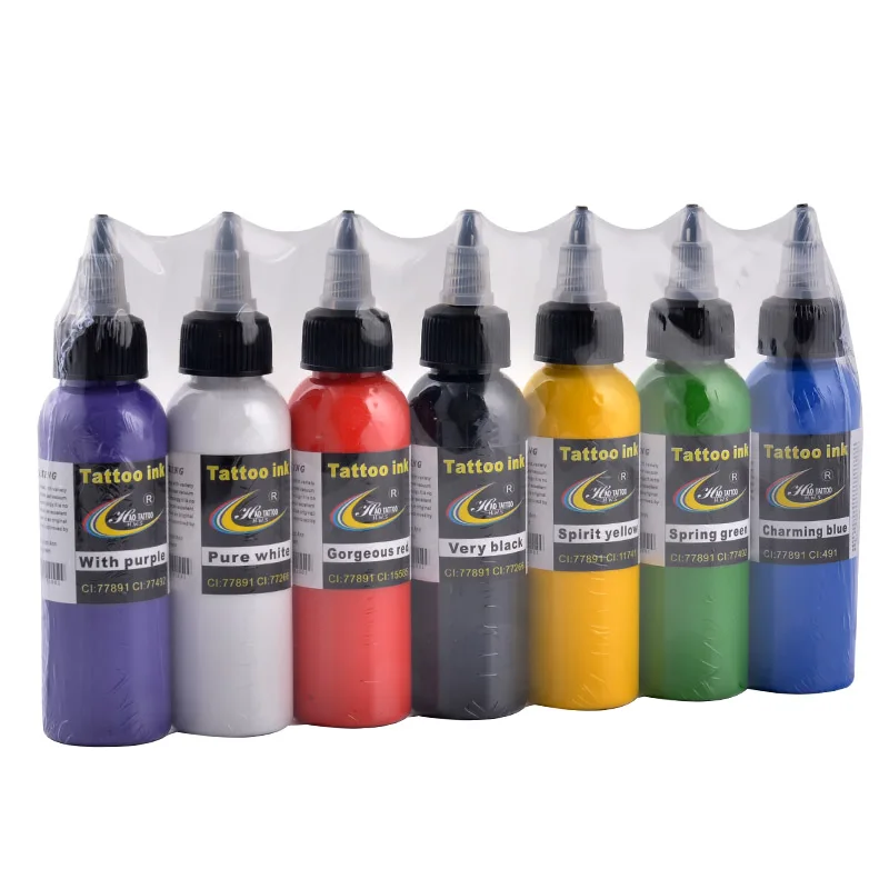 

Hao Tattoo Professional Tattoo Ink Supply 2OZ 60ml/bottle Top Pigment for Body Art Tattoo Kits Supplies 7 Colors