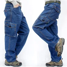 Мужские джинсы, Мужские штаны, синие прямые хлопковые мужские джинсы, брендовые джинсы с карманами, Комбинезоны
