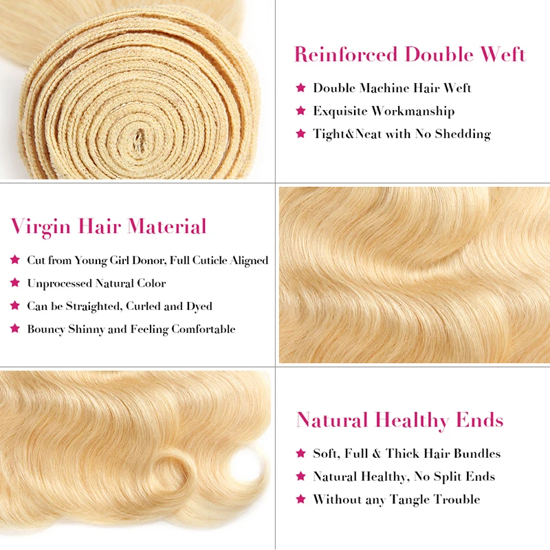 Buy Blonde Bundles With Frontal Make Blonde Lace Front Wig Brazilian Body Wave 613 Bundles With Frontal Funmi Virgin Human Hair