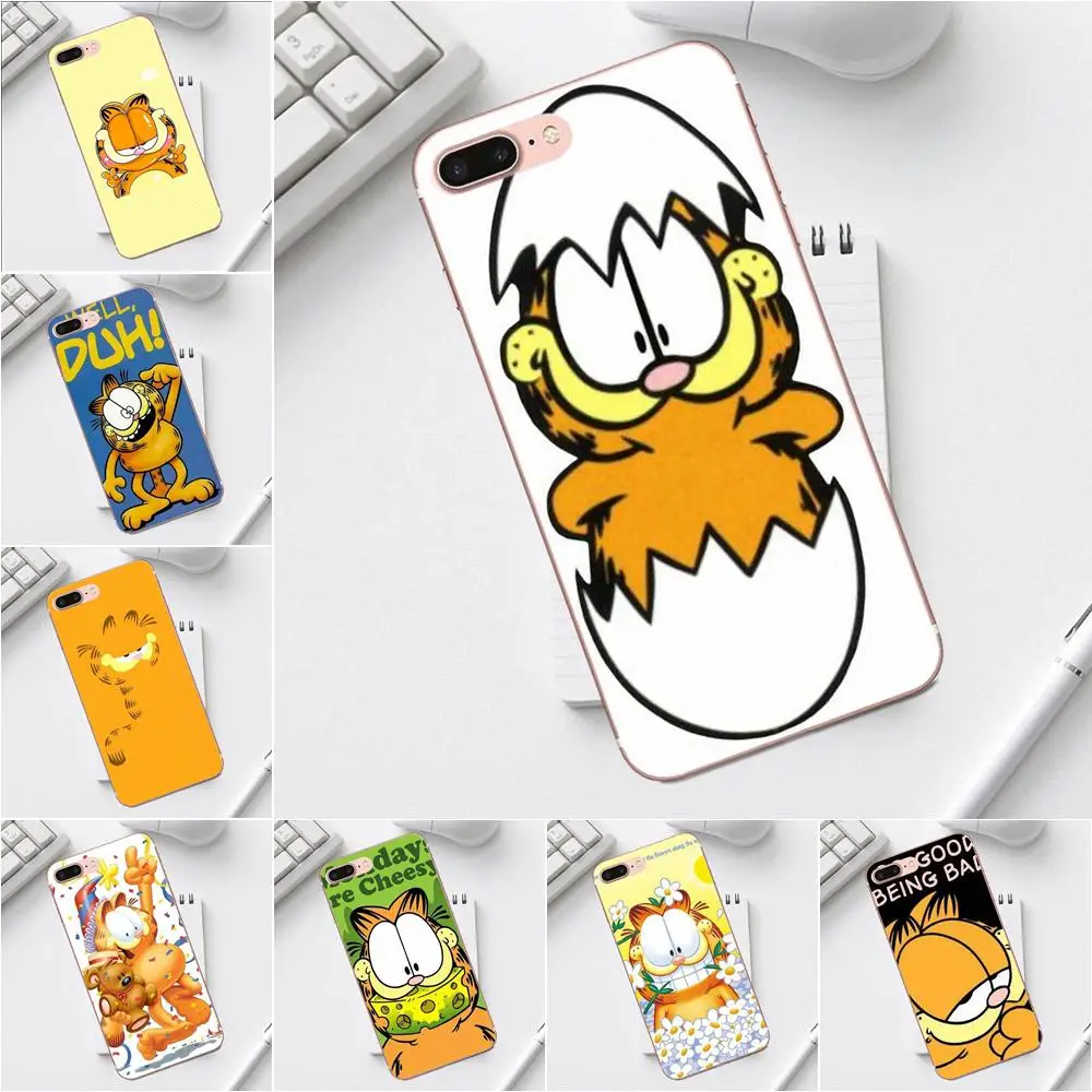 

Cute Cartoon Garfield Cat Soft TPU Phone Case Cover For Galaxy Alpha Core Prime Note 4 5 8 S3 S4 S5 S6 S7 S8 S9 mini edge Plus