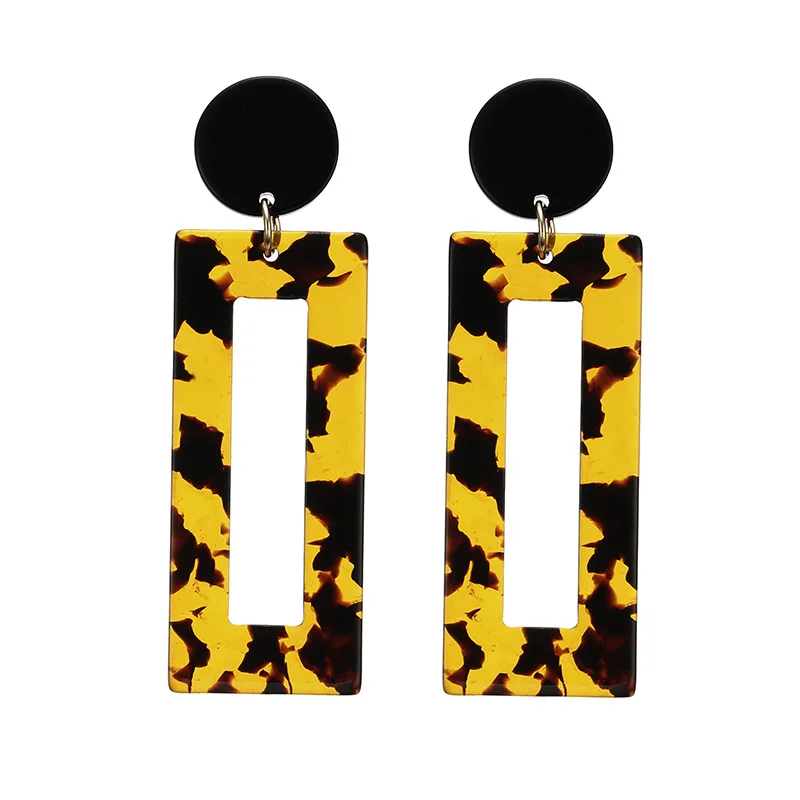 

Fashion Leopard Print Multi-Color Acrylic Acetic Acid Drop Earrings for Women Girl Personality Simple Geometric Pendant Earrings