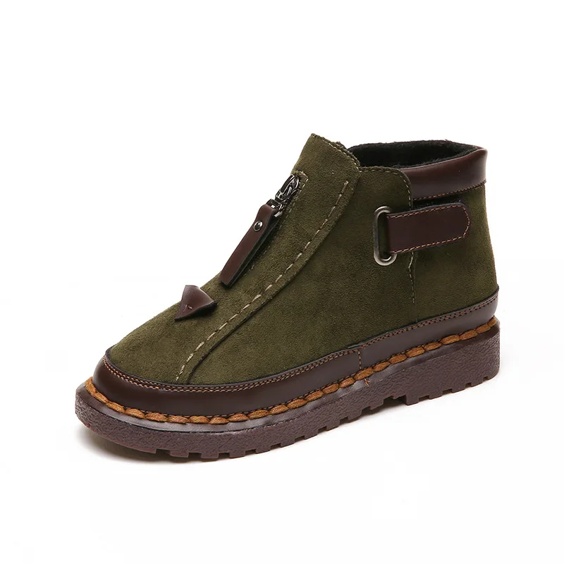 

2018 autumn and winter new European and American large size comfortable student casual ladies boots green 1119