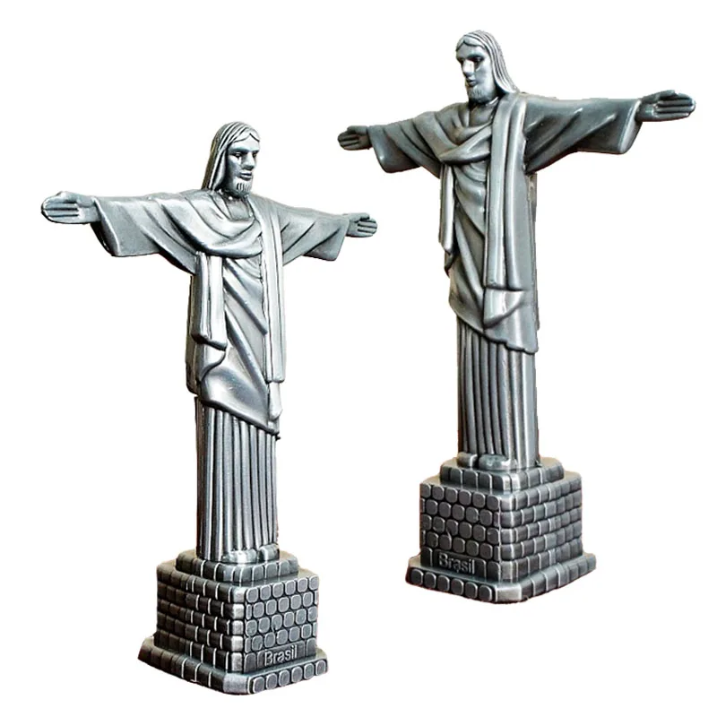 

Brazil Jesus Model Statue of Christ Redeemer Home Decoration Metal Copper Silver Color Iron Redeemer Christmas Gift Craft YWSM13