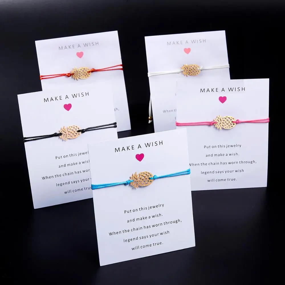 

Fashion Hand-knitted Fruit Charm Bracelet Woven Handmade Hollow Pineapple Bracelet Adjustable Rope Chain Women Girl Jewelry Gift