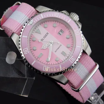 

40mm Sapphire automatic Fashion Faux En Cuir man watch Analogique Montres Bleu Ray Hommes montre-bracelet Marque Luxe woman