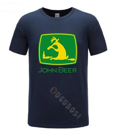 

2019 *Hip-Hop John Beer John Deer Funny Logo T-Shirt Summer style Streetwear Men's cool Short Sleeve Printed T-Shirt tees top
