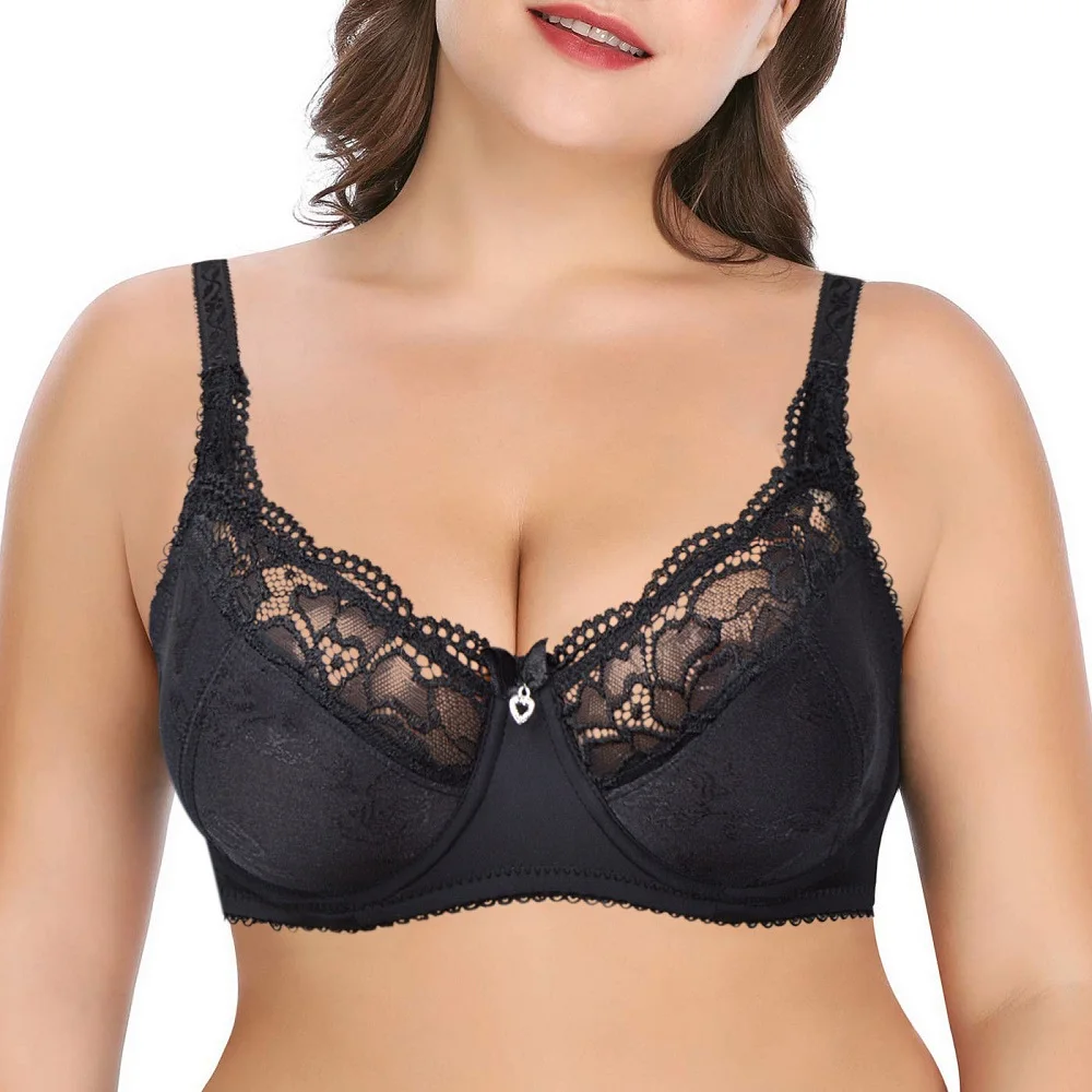 

Black Sexy Bra For Women Hollow Lace Bralette Underwear Lingerie Flower Plus Size A B C D E F G Cup 75 80 85 90 95 100 105