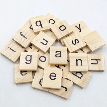 

100Pcs Wooden Alphabet Tile Handcraft Word Letter Set Number Scrapbooking Name Tage Complete