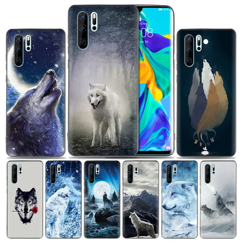 

Fashion Soft Fitted Case For Huawei P30 P20 P10 lite Pro P Smart 2019 + Plus View 20 Nova 4 4E Cover Snow White Blue Eyes Wolf
