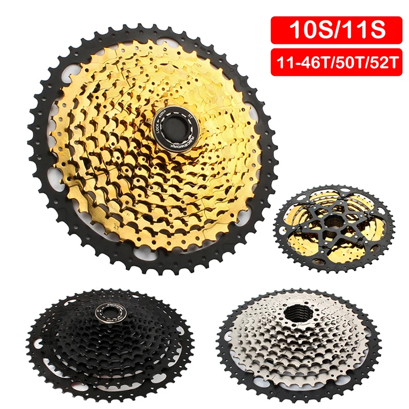 Кассета велосипеда MTB 10 скоростей 11 42T/46T/50T/52T свободное колесо черно золотистая