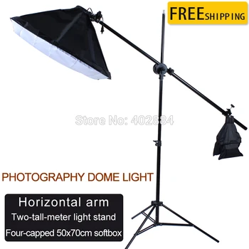 

Photo Studio 50*70cm Continuous Lighting Softbox 100-240V 4-Lamp-Holder 2M Light Stand Cross Bar Single Pulley Horizontal Arm
