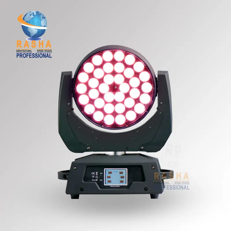 

New Arrival 36pcs*18W 6in1 RGBAW+UV Zoom LED Moving Head Wash With Touch Screen LCD Diplay,DMX IN&Out, Powercon 110-240V