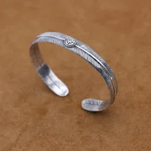 S925 стерлингов Серебряные ювелирные изделия Ретро тайский серебряный Япония и Южная Корея такахаши Перо Корейский простой Для мужчин открытым состава браслет