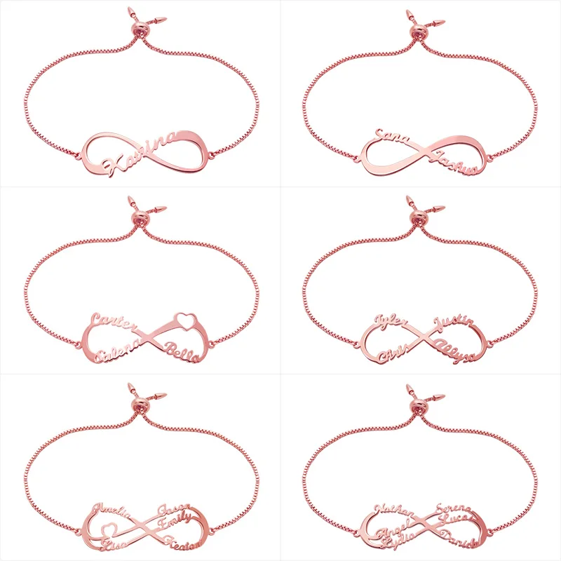 

AILIN Infinity Name Bracelet Female Infinity Name Bracelet Gold-Color Custom Jewelry Personalized Heart Infinity Charm Bracelet