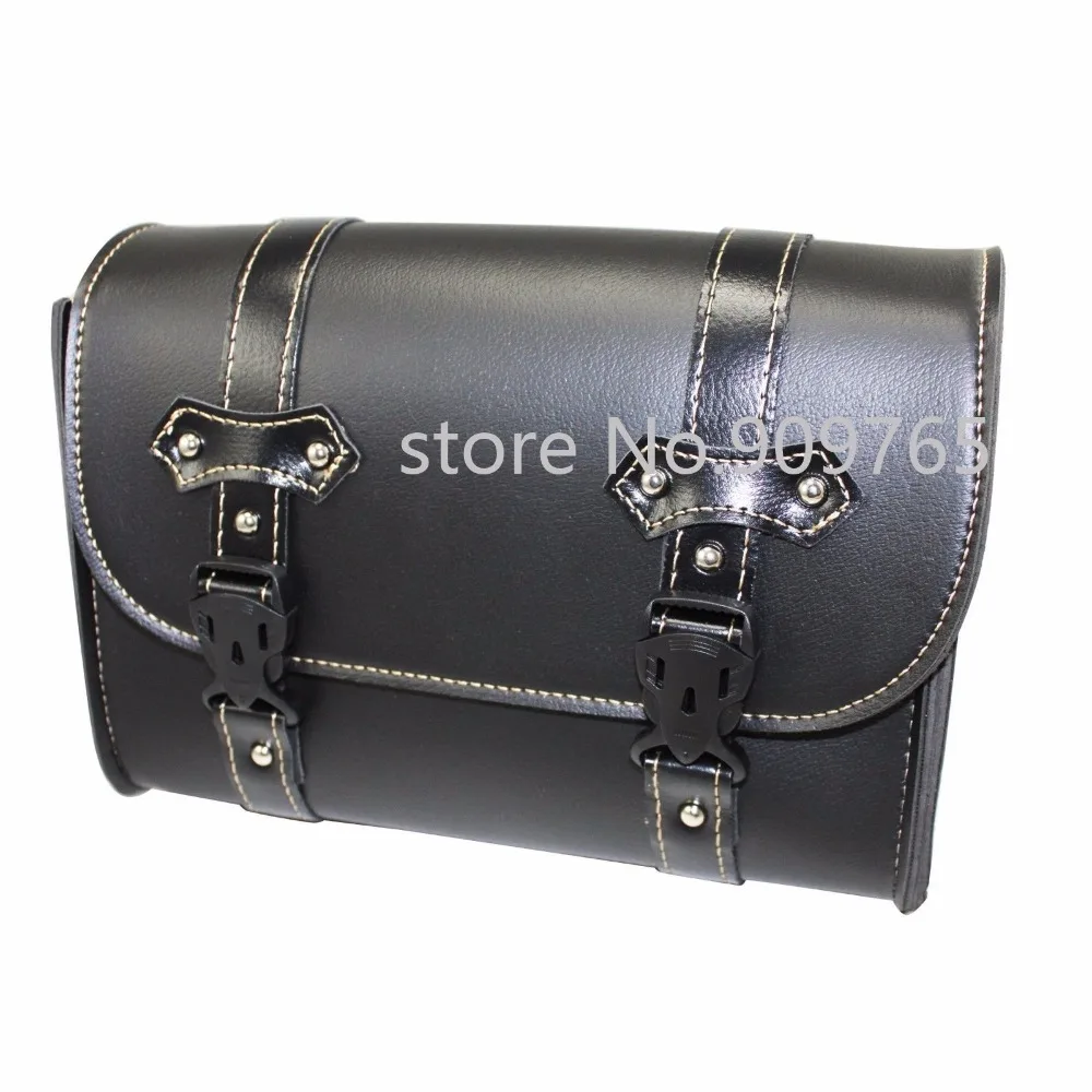 Black Motorcycle PU leather Tool Bag Toolbag Cruiser Chopper Cafe Racer